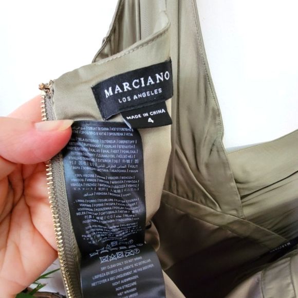 Marciano Thalia Asymmetric Olive Dress, 4, NWT - Picture 4 of 9